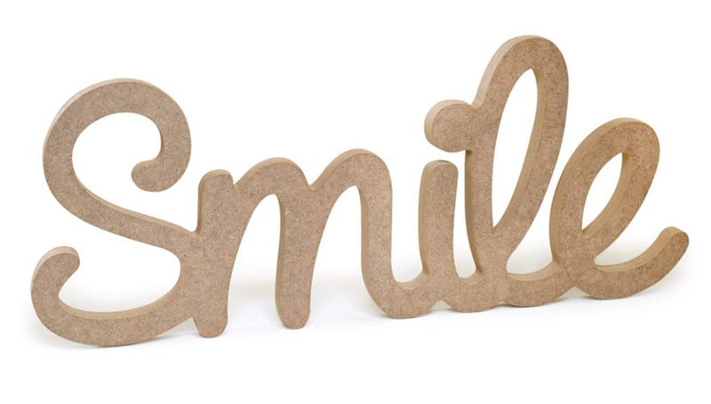 Multicraft ""Smile"" Wood Word Decor Unfinished Letters Hanging Sign - 12 x 4.5 Inches - Image 1